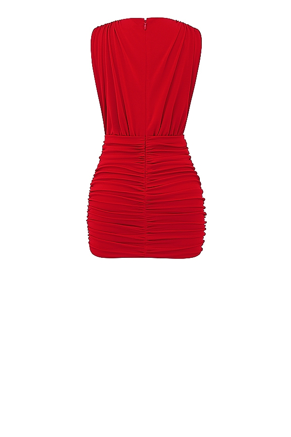 Aliza-Cherry Gathered Mini Dress