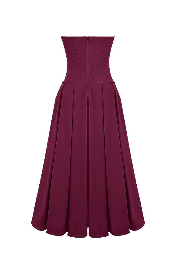Lady-Wine Strapless Midi Dress