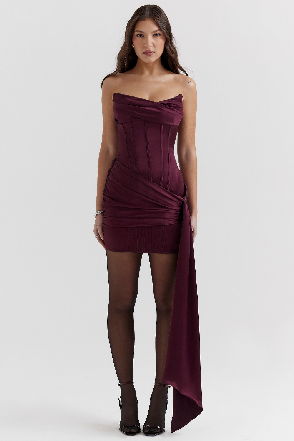 Loubella-Mulberry Strapless Corset Dress