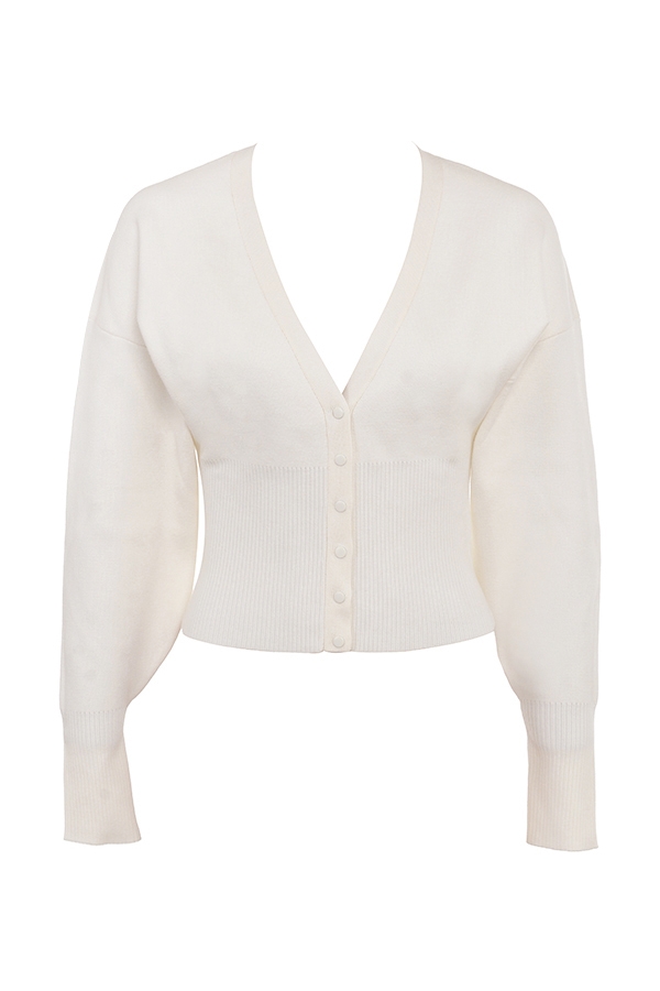 Noor-Off White Knitted Cardigan
