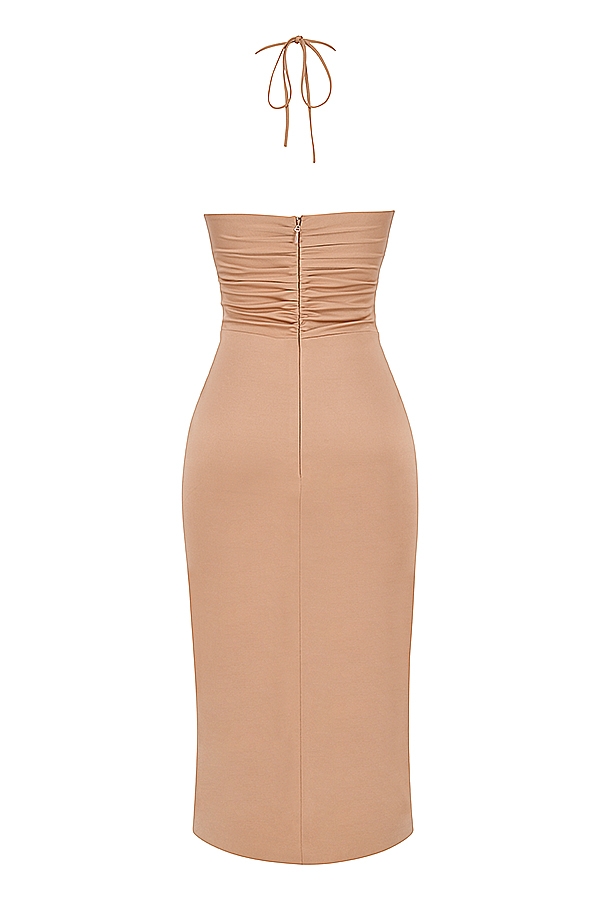 Kasia-Caramel Cutout Midi Dress