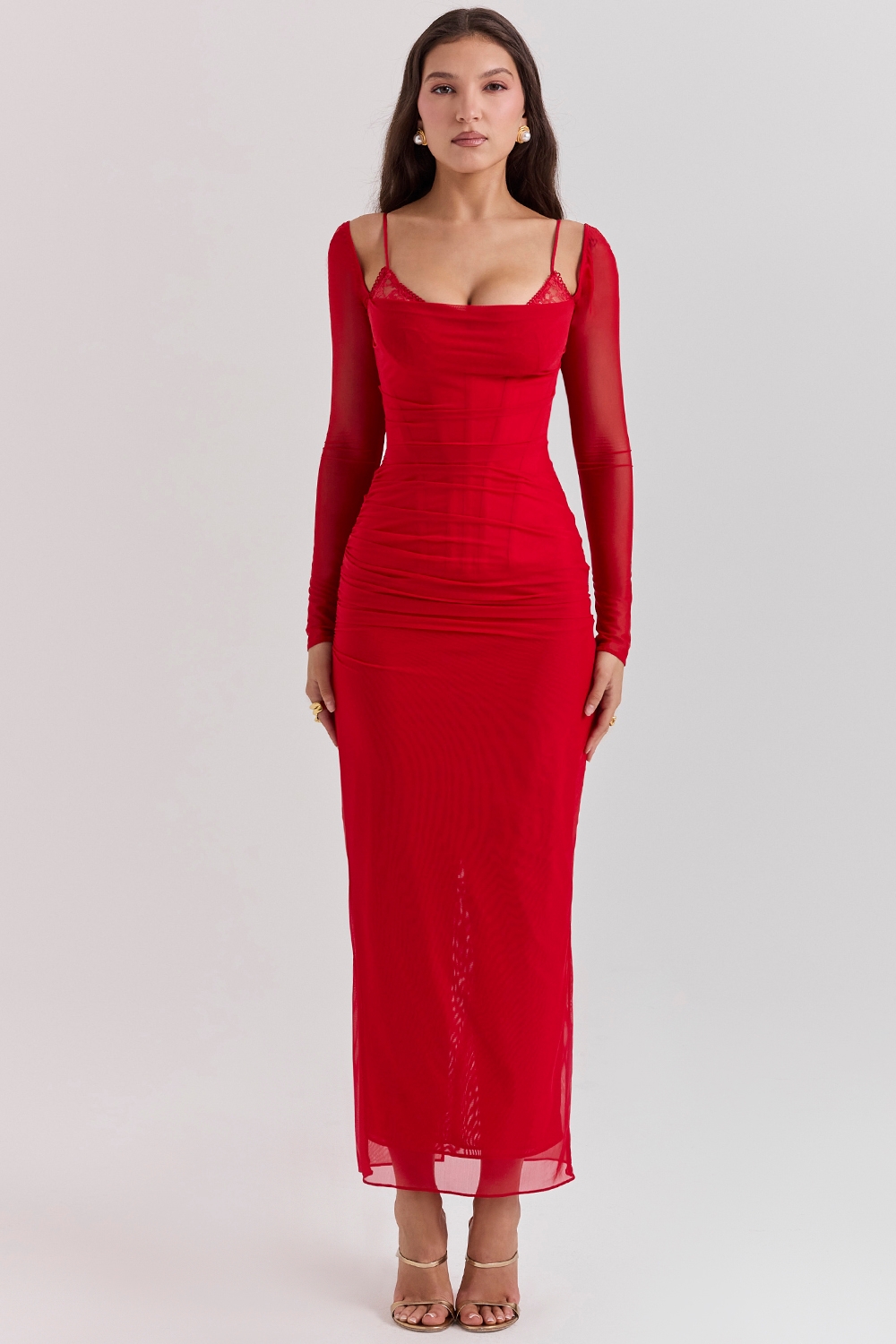 Katarina-Scarlet Long Sleeve Maxi Dress