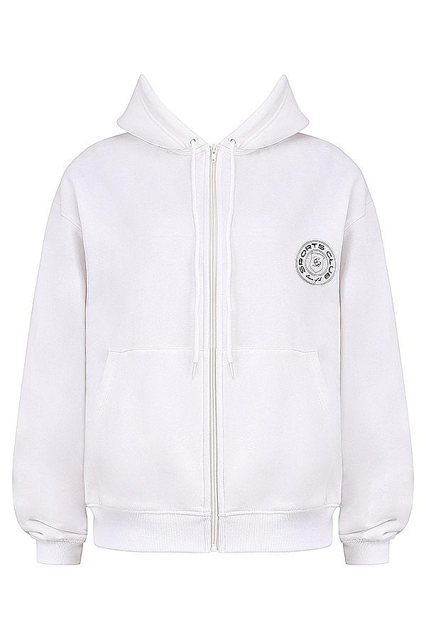 Mirage-White Zip Through Hoodie