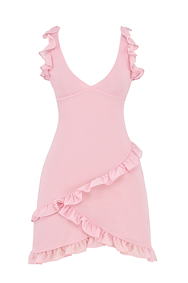 Tania-Pink Quartz Ruffle Mini Dress