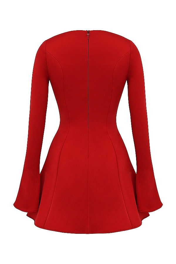 Sacha-Red Satin Mini Dress