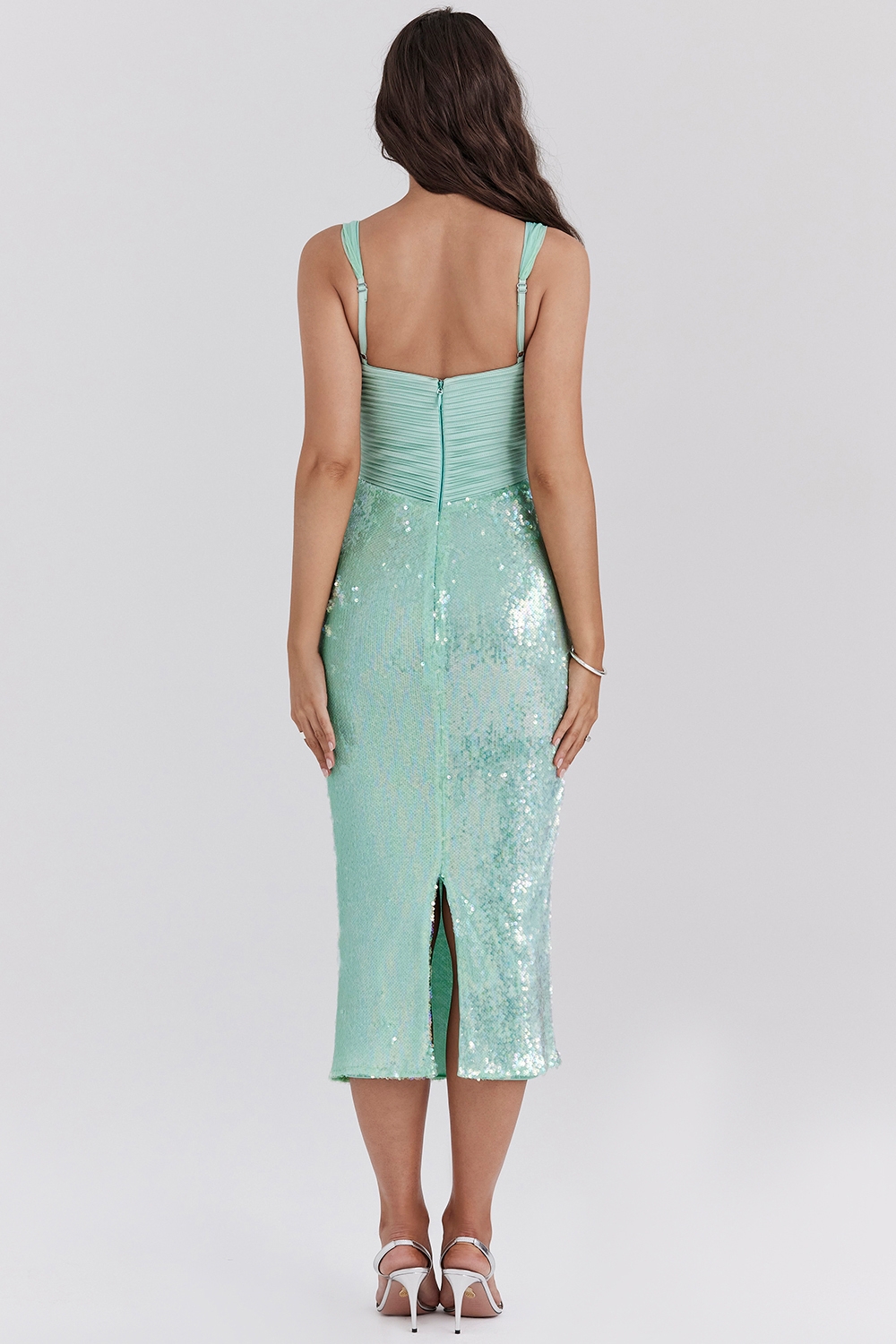 Thala-Seafoam Sequin Corset Midi Dress