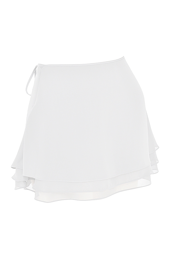 Clarice-White Floaty Layered Mini Skirt