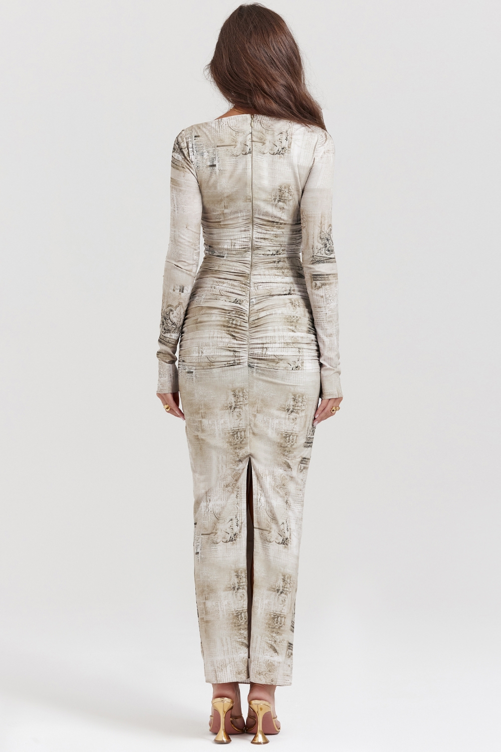 Lanetta-Pale Sage Print Maxi Dress