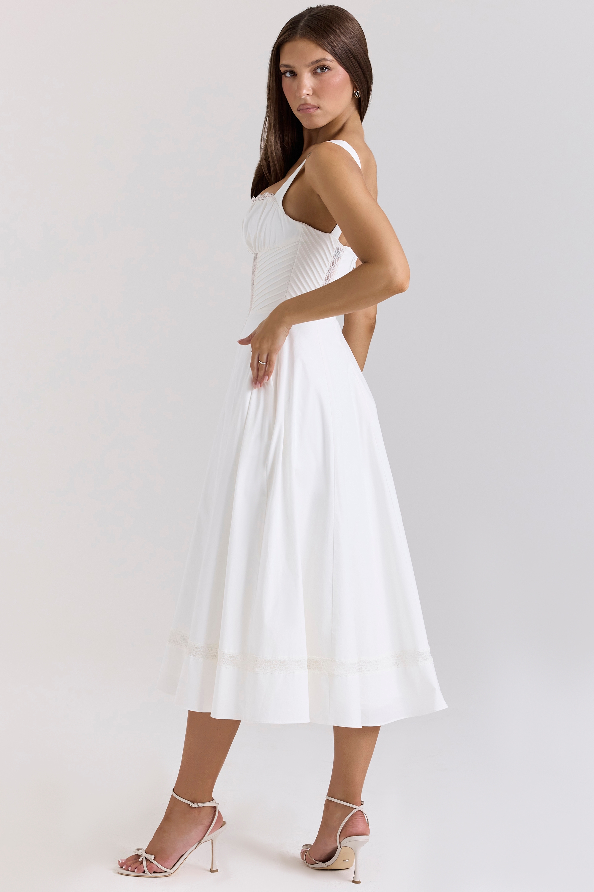 Kim-White Cotton Midi Sundress