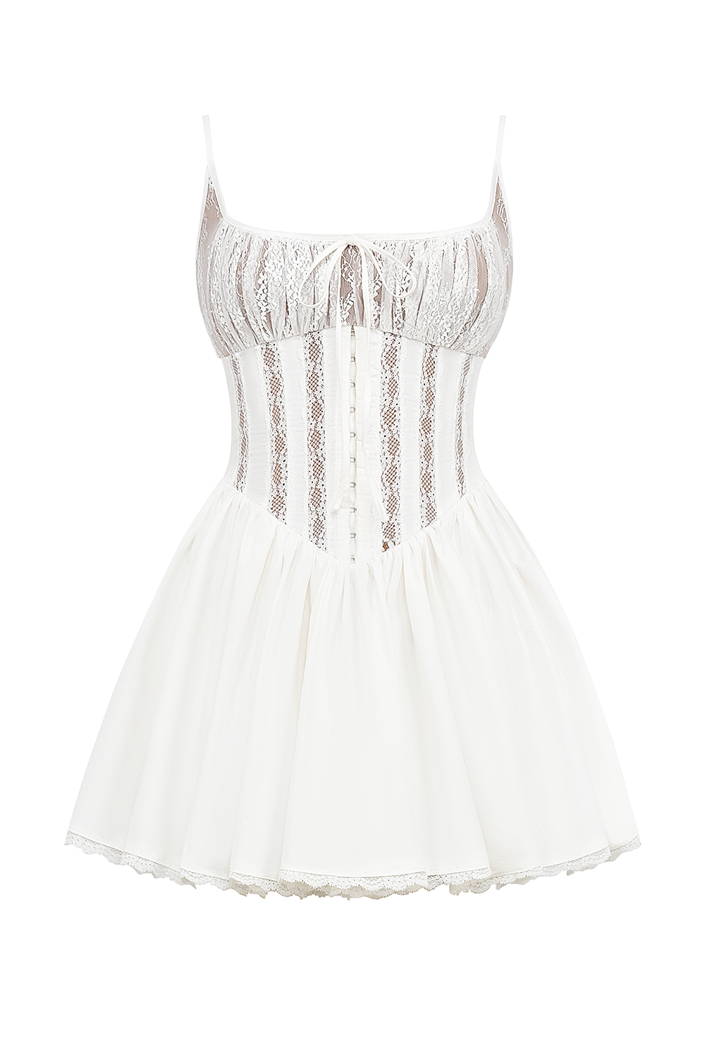 Rosaria-White Cotton Corset Mini Dress