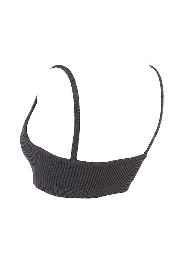 Mischa-Dark Grey Ribbed Knit Bralette - SALE