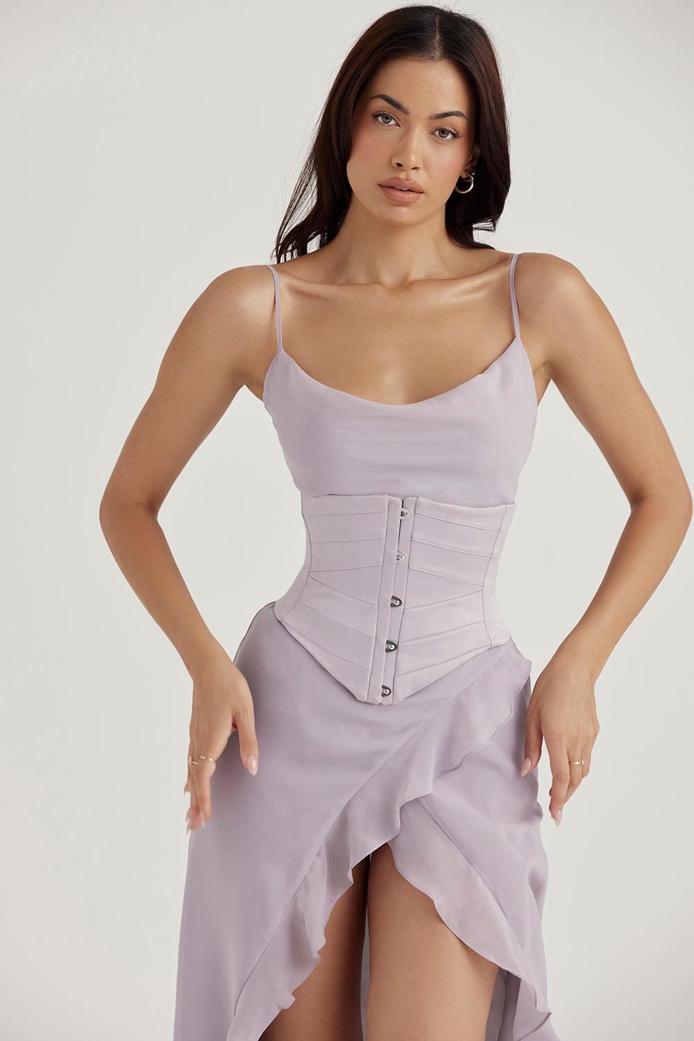 Vienne-Grey Satin Underbust Corset