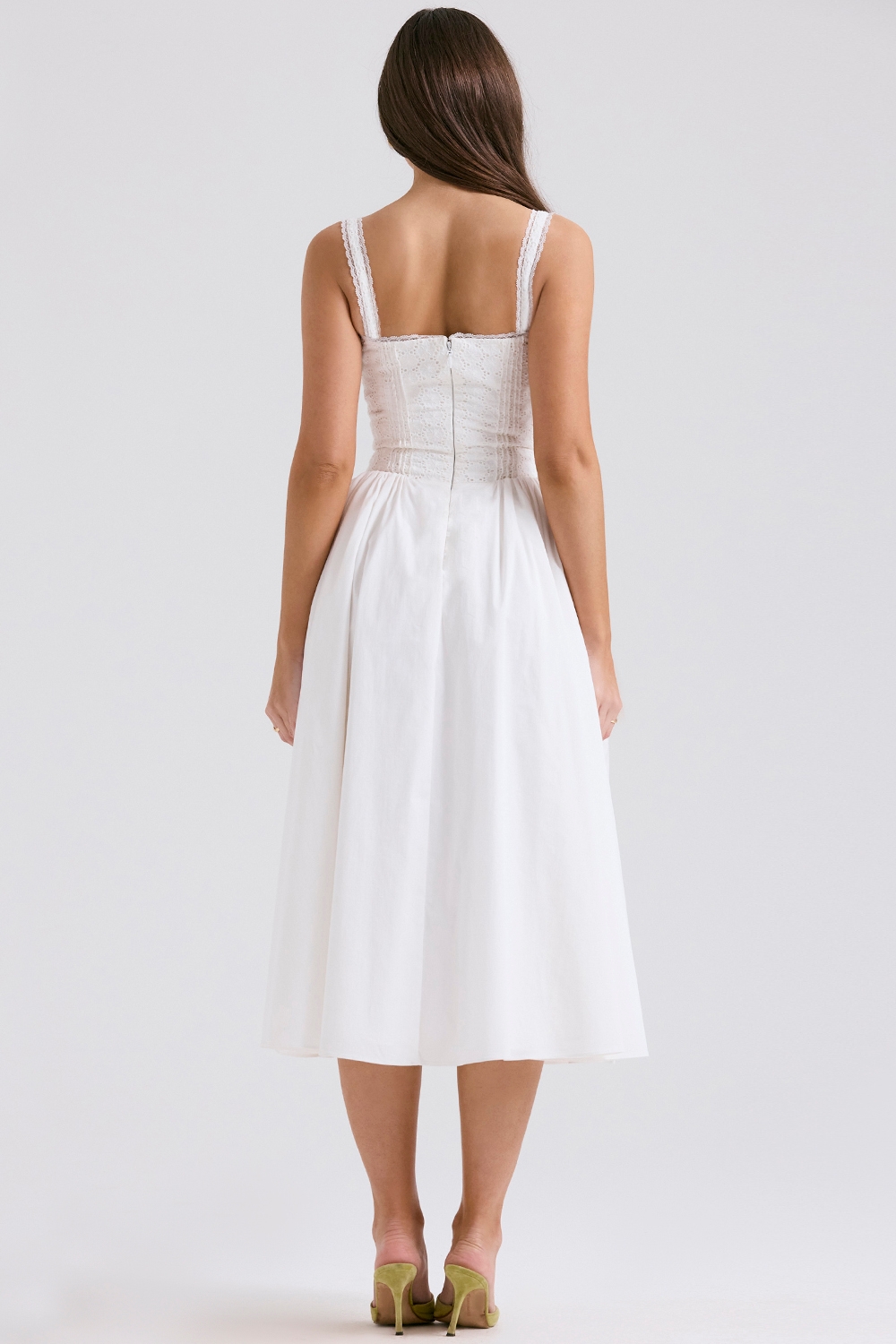 Milia-White Broderie Anglais & Cotton Midi Dress