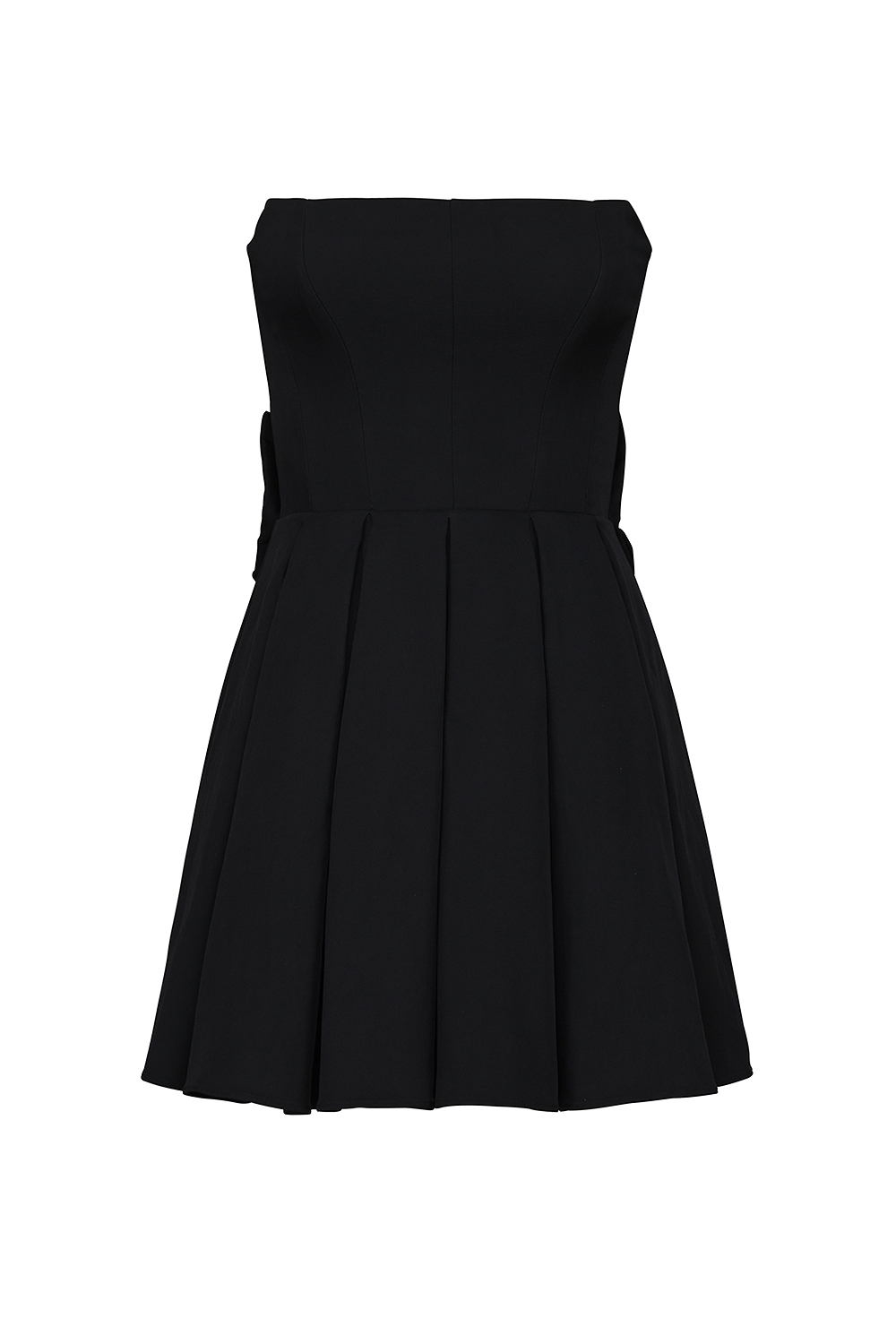 Emmanuela-Black Strapless Detachable Bow Mini Dress