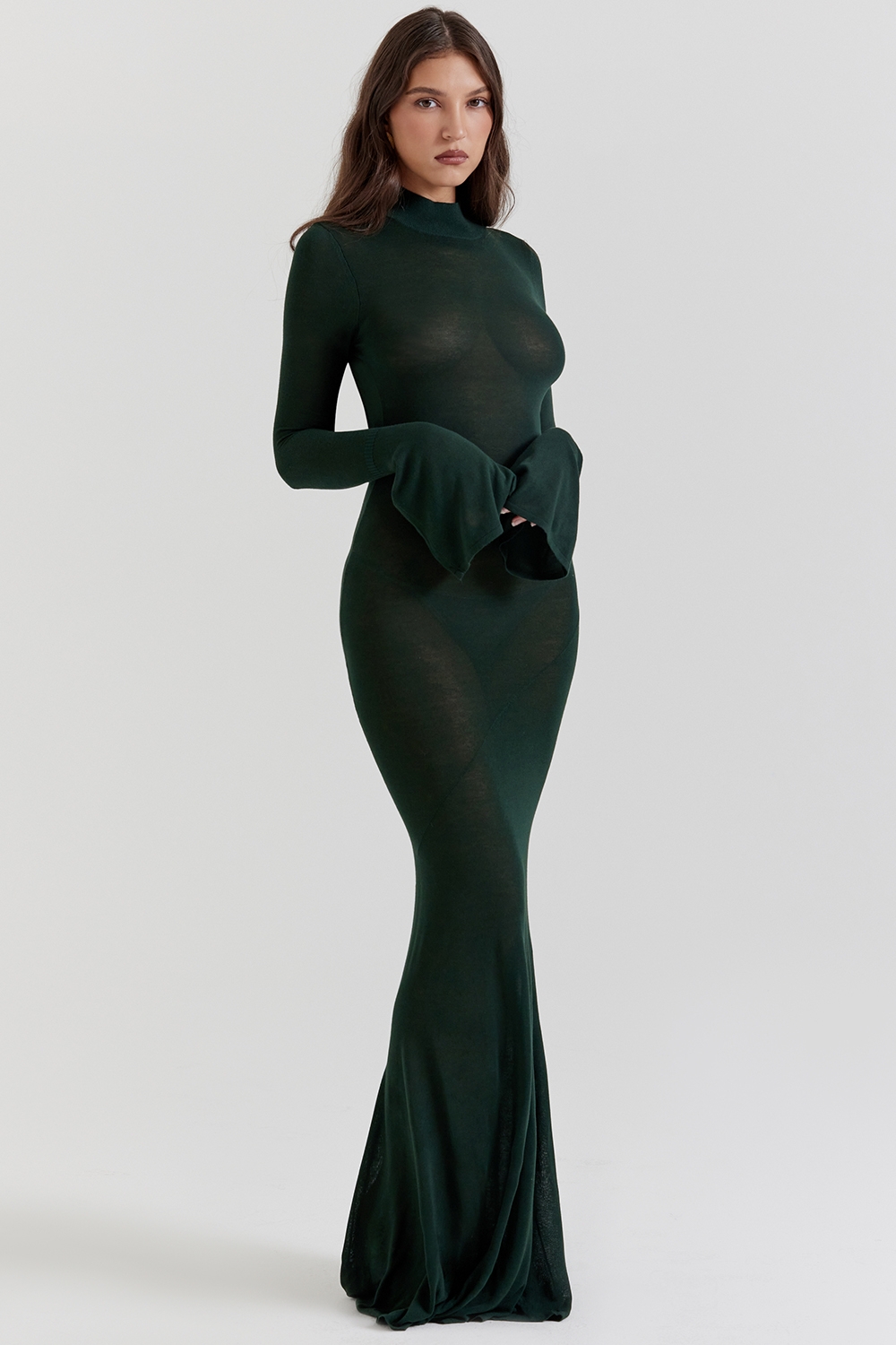 Sancha-Forest Green Knit Maxi Dress