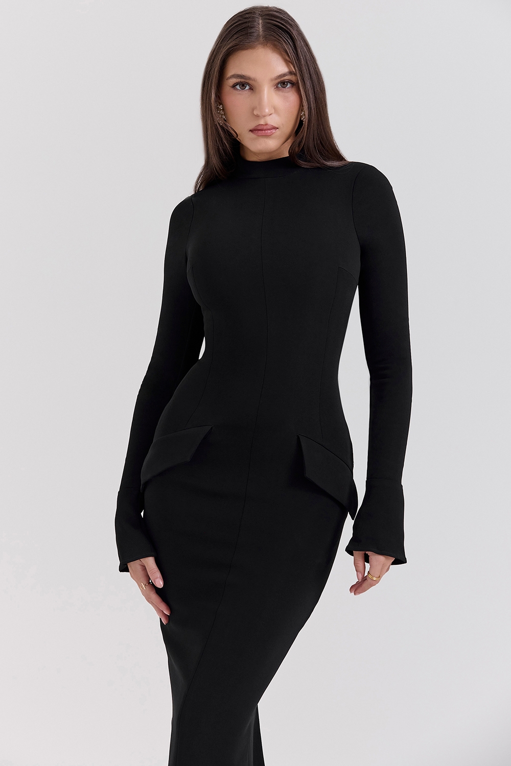 Marie-Louise-Black Turtleneck Maxi Dress