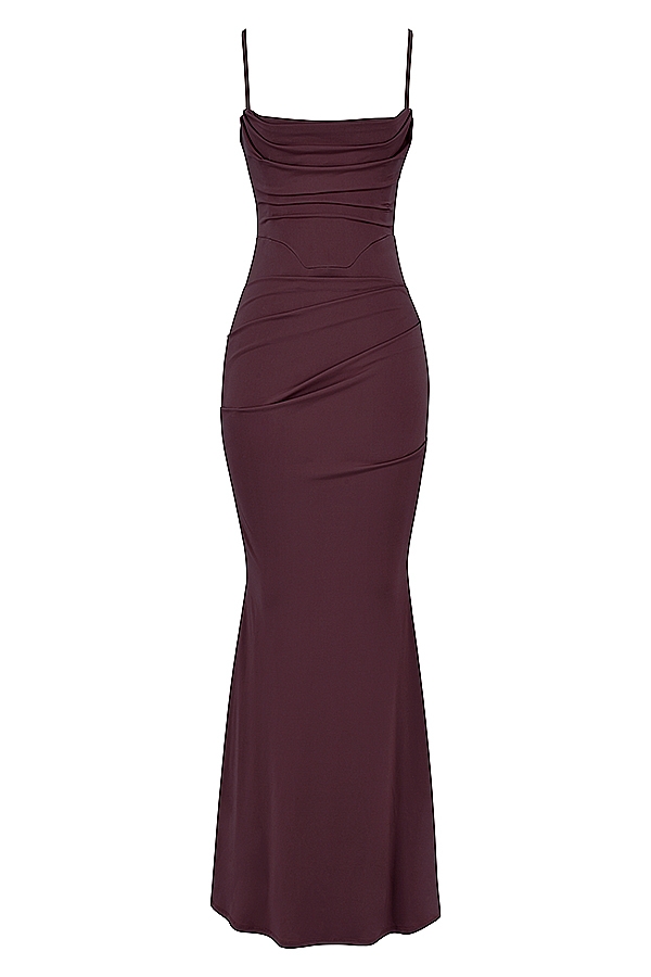 Milena-Dark Cherry Corset Maxi Dress