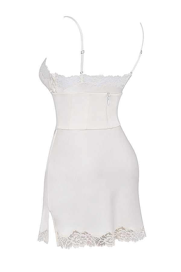 Soraya-Ivory Satin Slip Dress