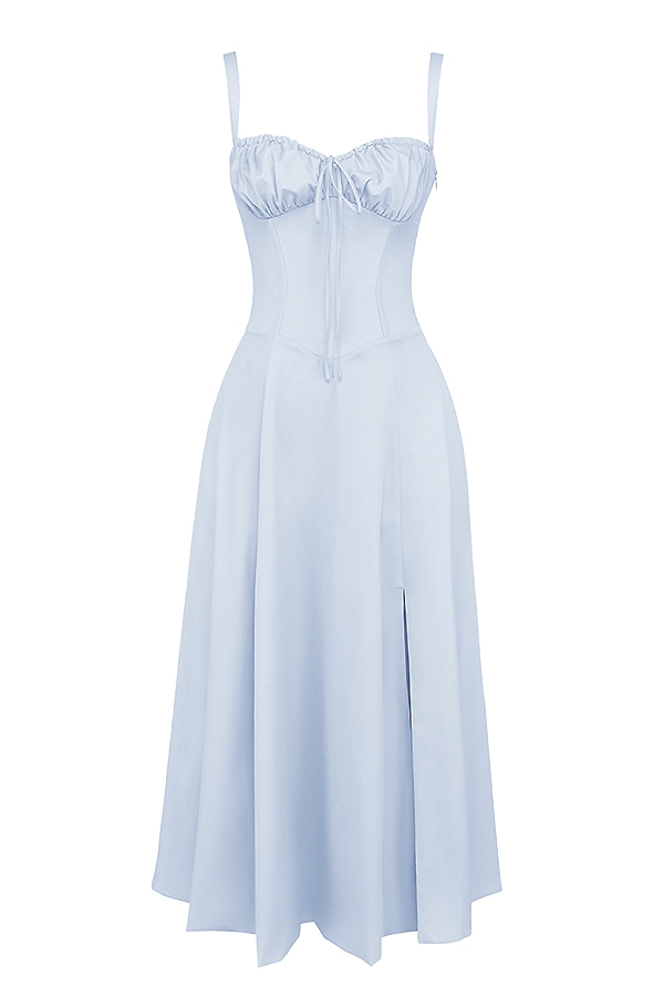 Carmen-Soft Blue Cotton Bustier Sundress