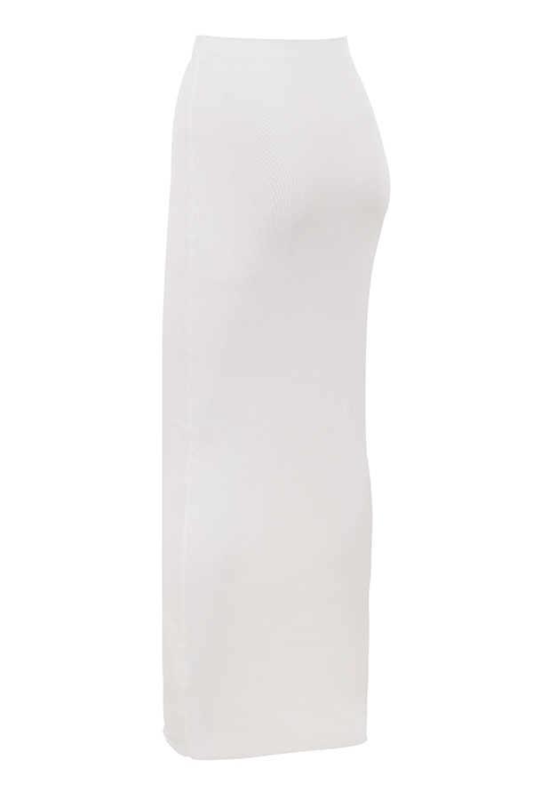 Gioia-Ivory Ribbed Knit Button Front Maxi Skirt - SALE