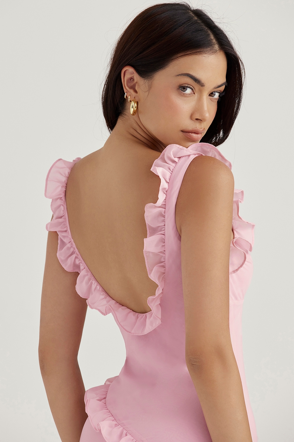 Tania-Pink Quartz Ruffle Mini Dress