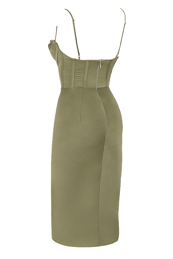 Myrna-Olive Corset Slip Dress