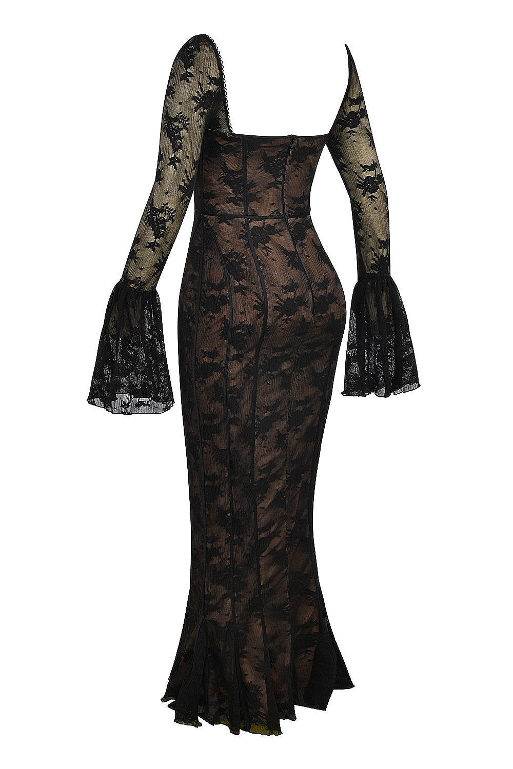 Delilah-Black Long Sleeve Lace Maxi Dress