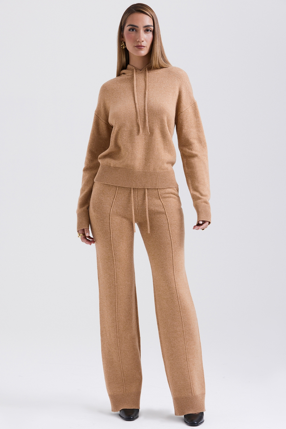 Yalina-Camel Cashmere Blend Trousers - SALE