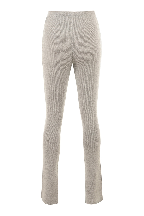 Raven-Oatmeal Ribbed Knit Flared Trousers - SALE