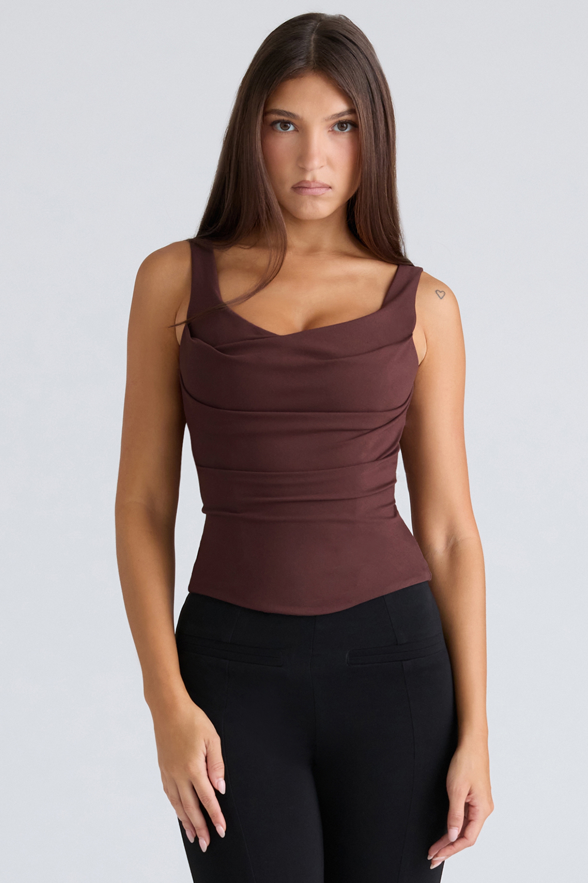 The Drape Neck-Chocolate Corset Top