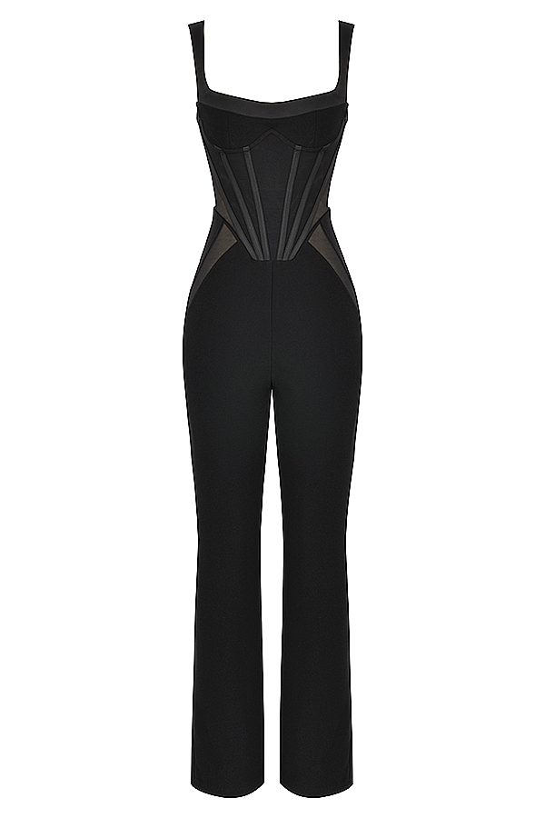 Mylene-Black Corset Jumpsuit