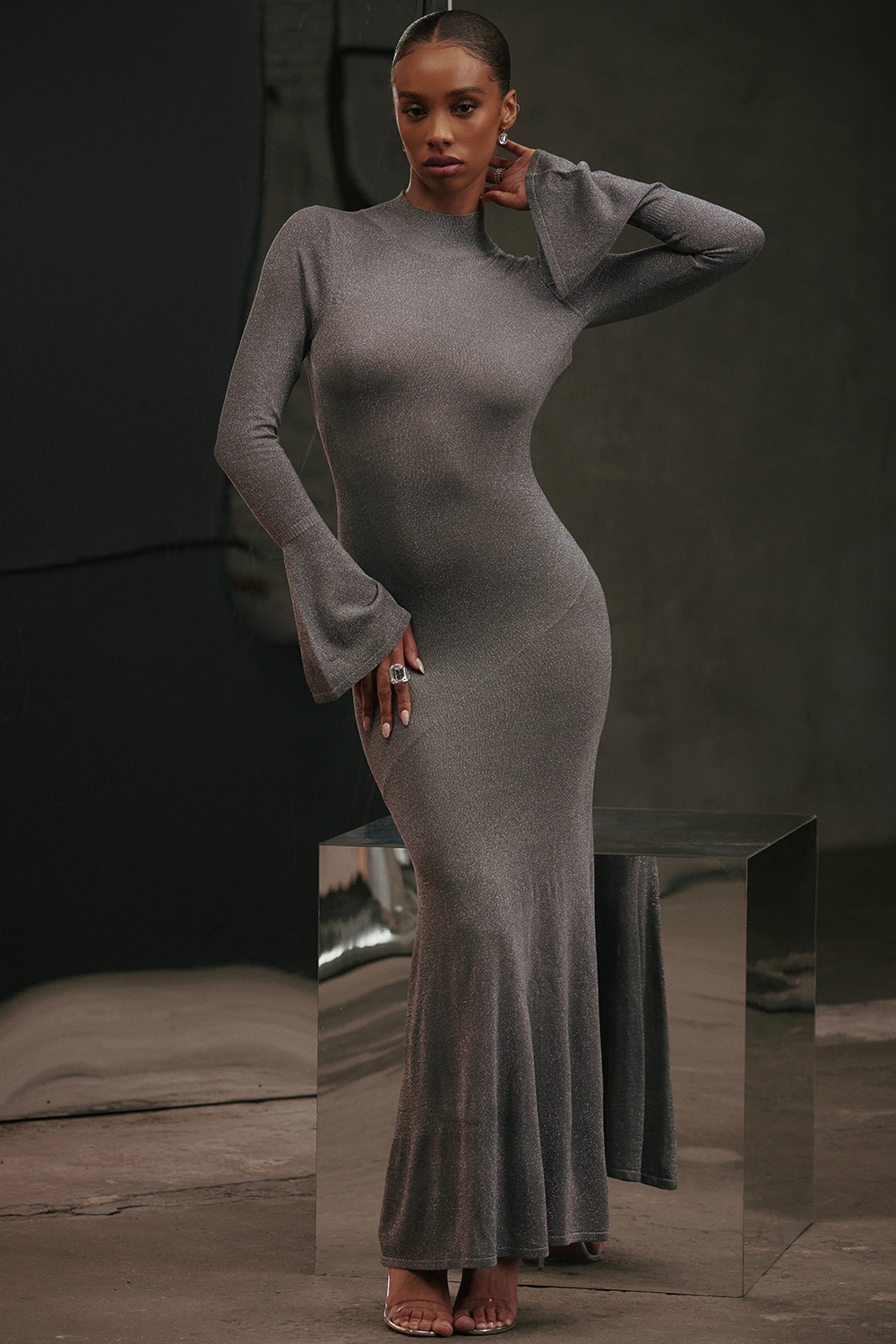 Sancha-Steel Metallic Maxi Dress