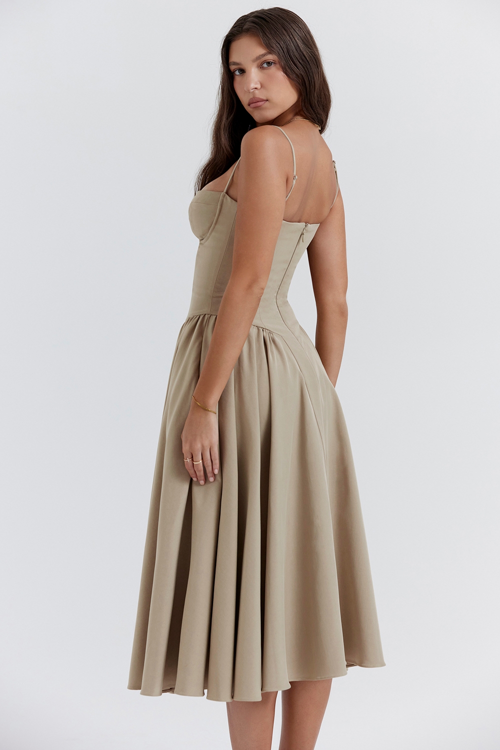 Samaria-Taupe Corset Sundress