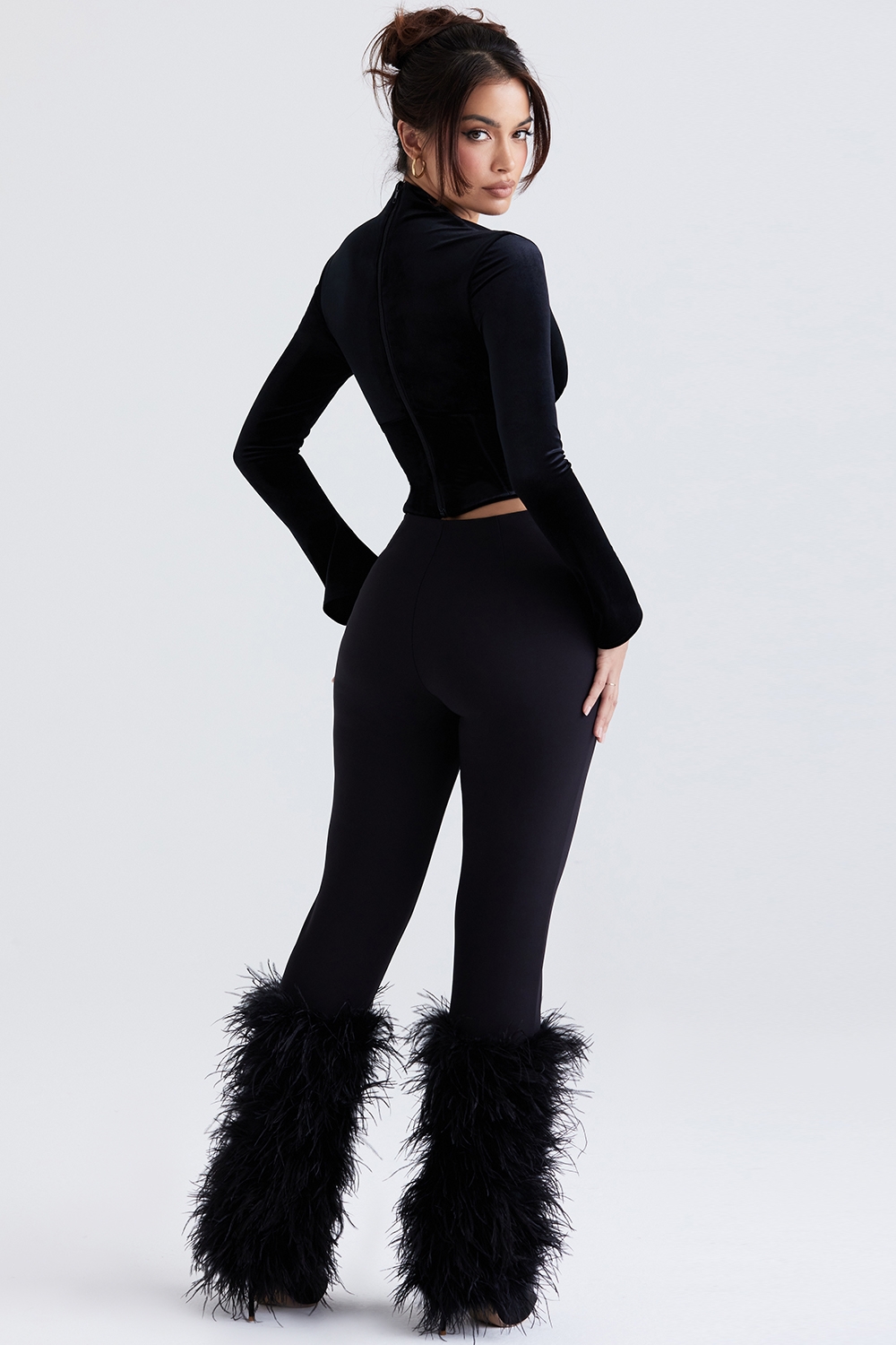 Nicolette-Black Trimmed Trousers