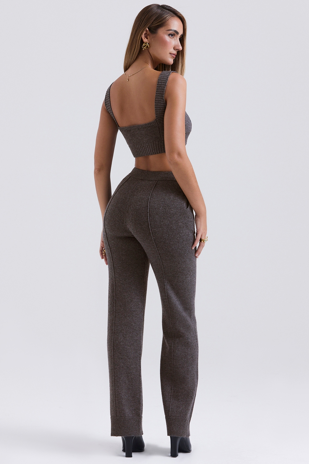 Yalina-Charcoal Cashmere Blend Trousers - SALE