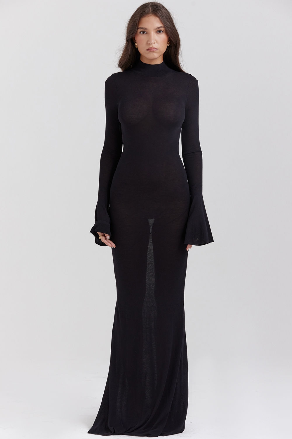 Sancha-Black Knit Maxi Dress