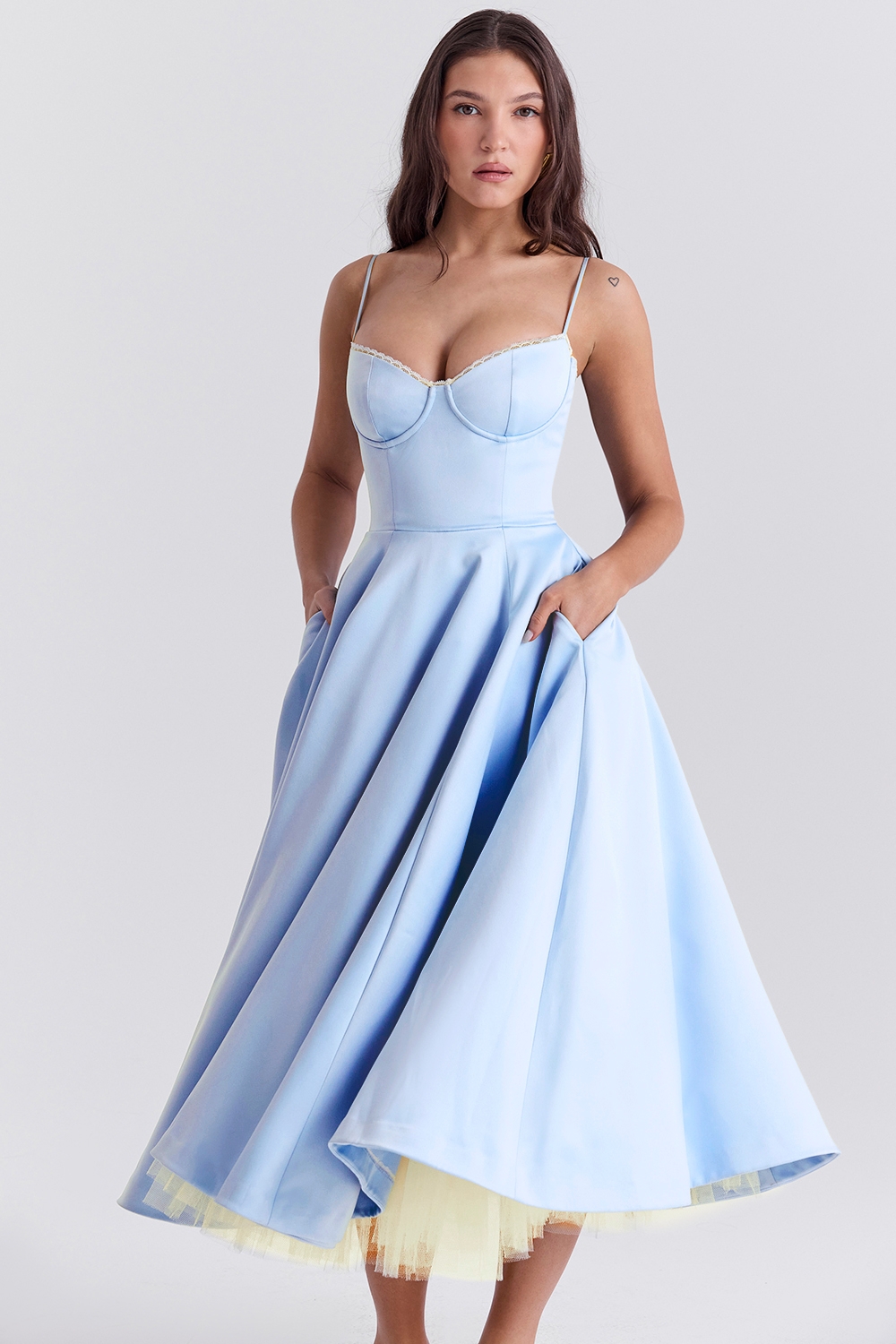 Mademoiselle-Cinderella Blue Tulle Midi Dress