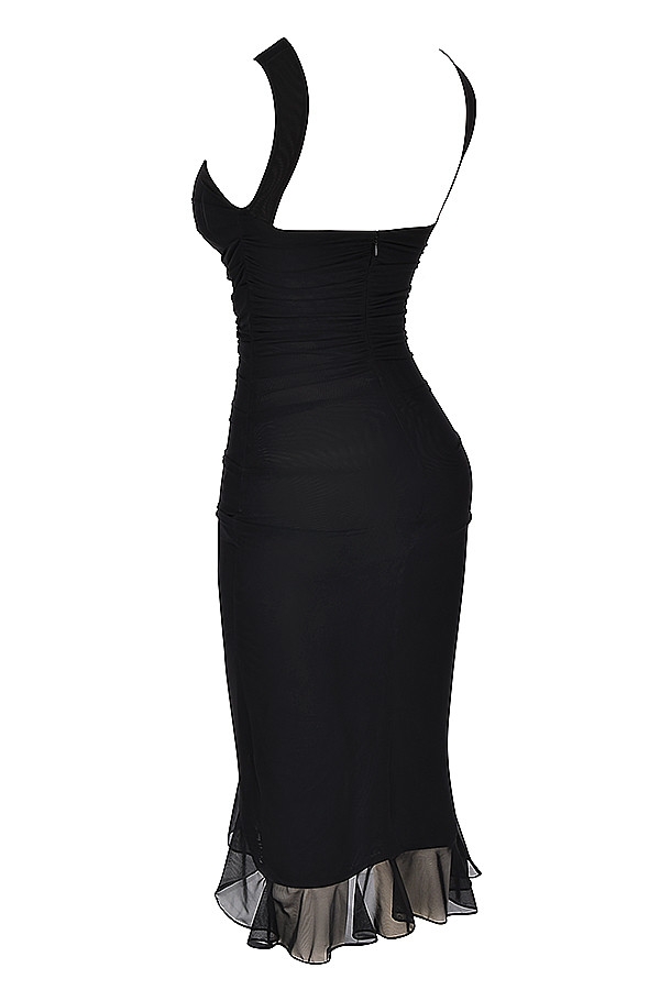 Mistress Rocks Black Ruffle Midi Dress - SALE