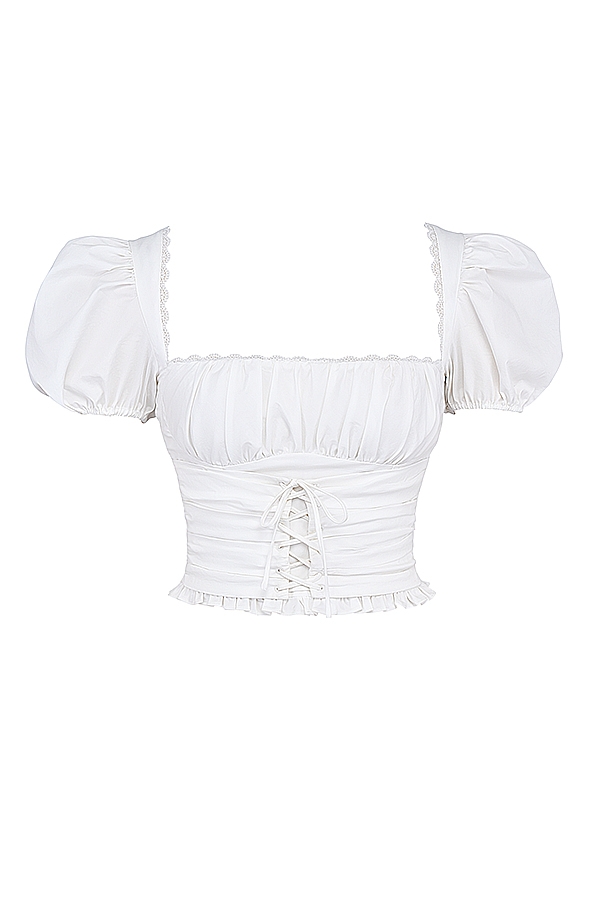 Samaya-White Gathered Top