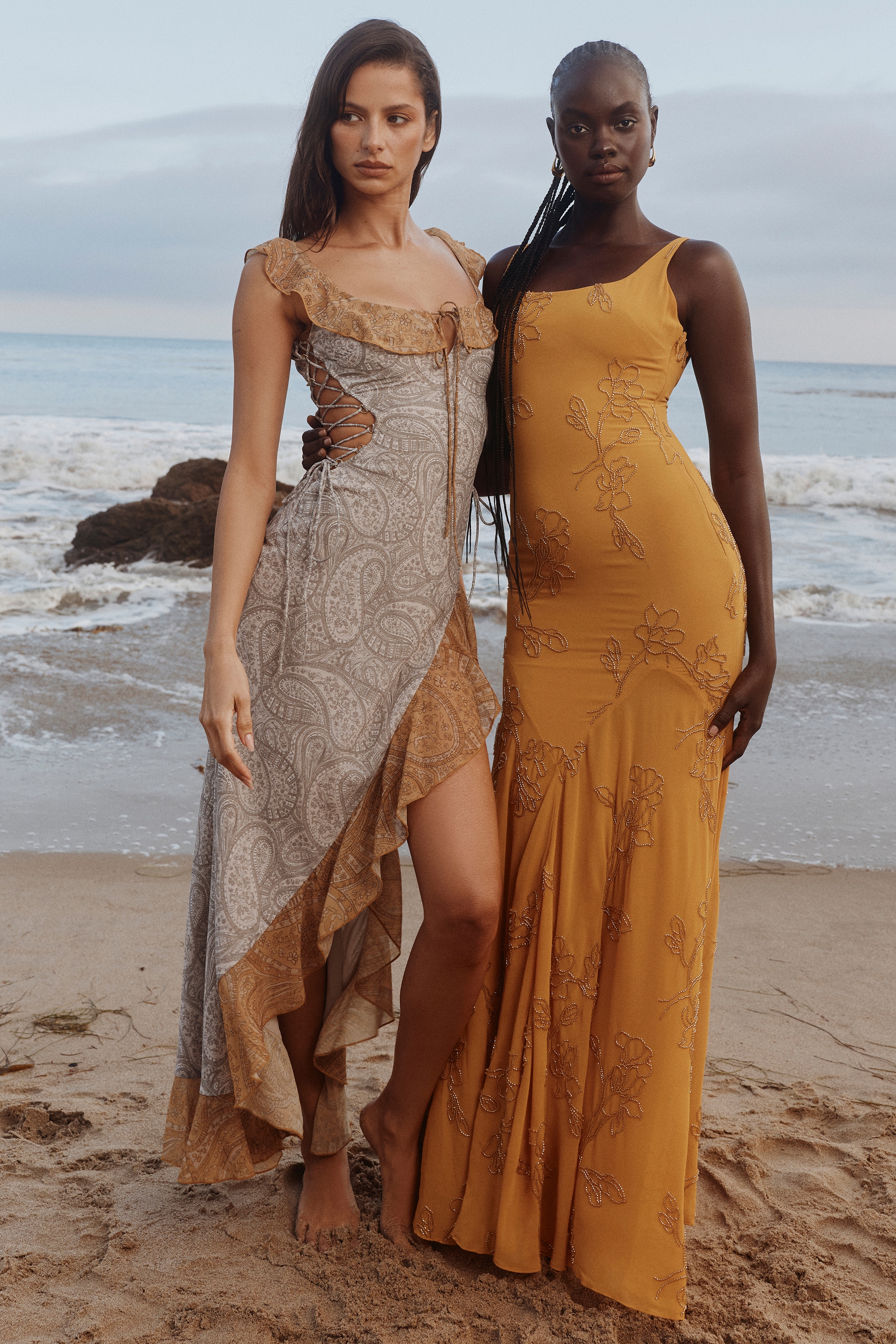 Aloura-Paisley Print Georgette Ruffle Maxi Dress