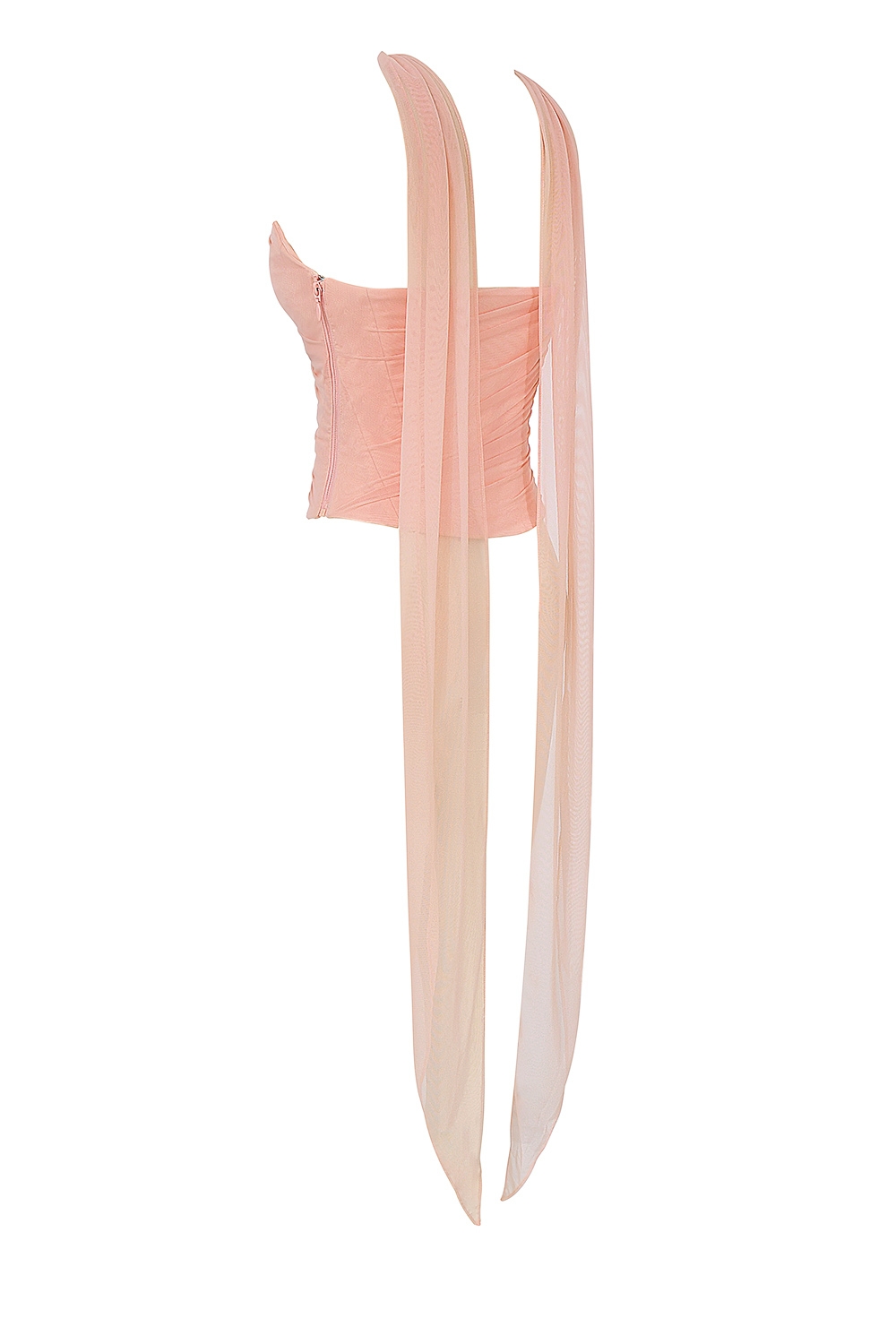 Hallie-Peach Strapless Corset With Neck Scarf