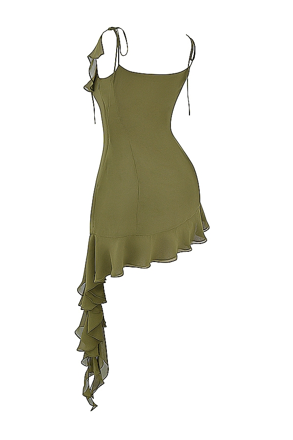 Marcia-Olive Ruffle Mini Dress