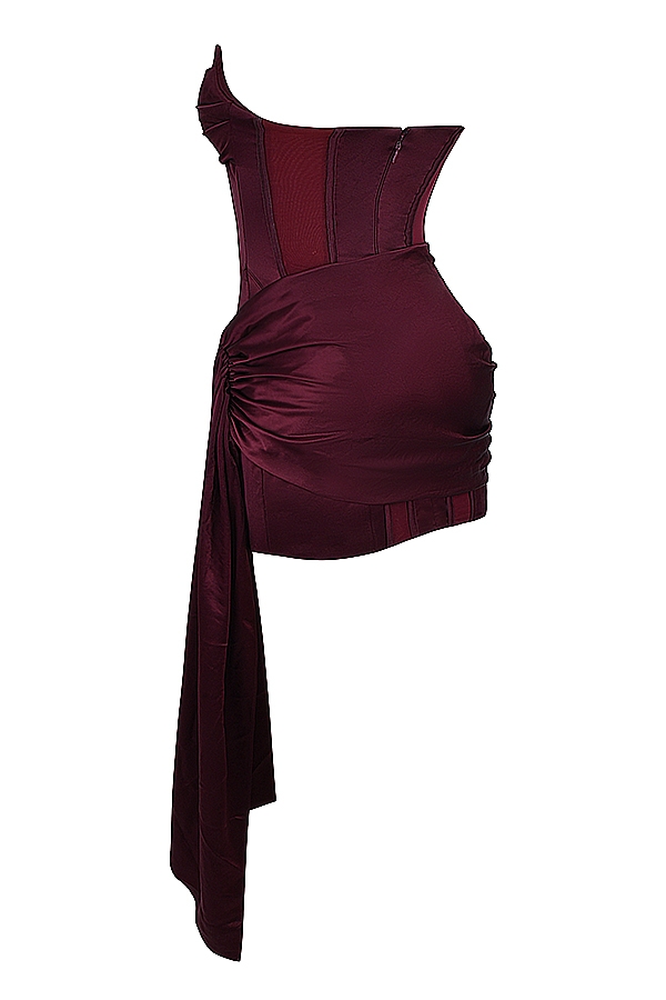 Loubella-Mulberry Strapless Corset Dress