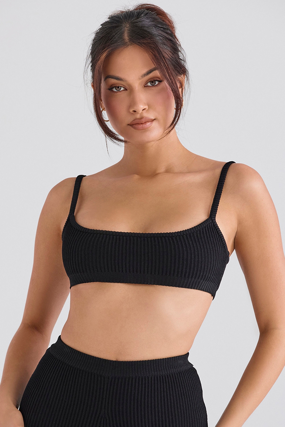 Mischa-Black Ribbed Knit Bralette - SALE