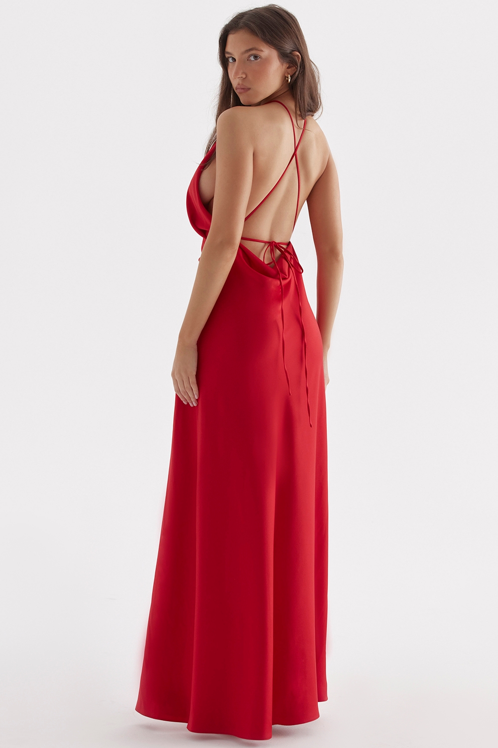 Zanab-Red Rose Thigh Slit Maxi Dress