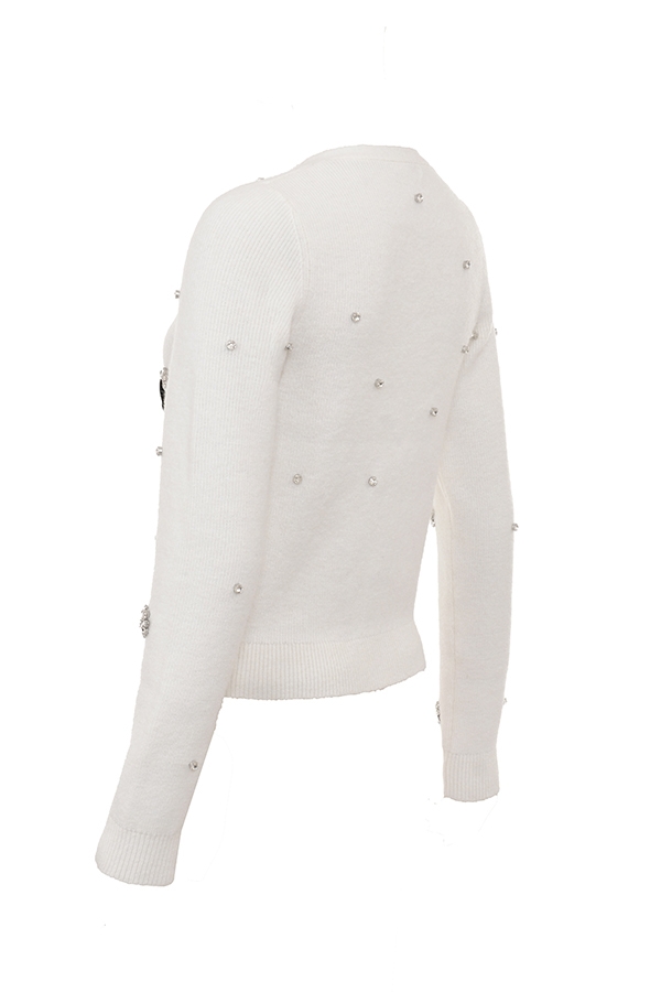 Beaubella-Ivory Soft Mohair Embellished Cardigan