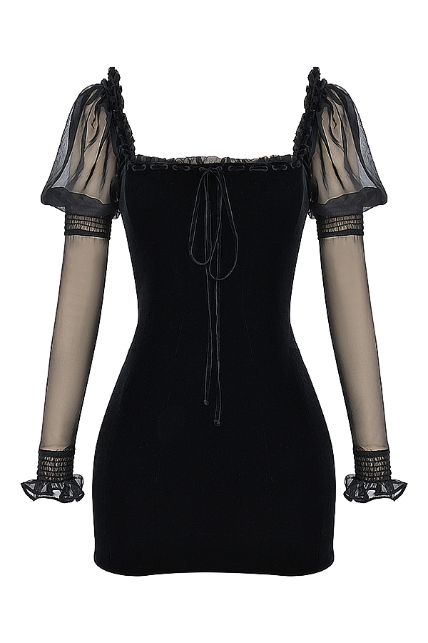 Syana-Black Velvet Mini Dress