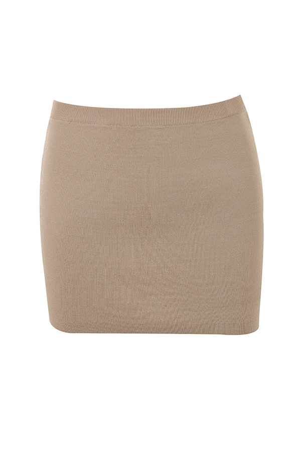 Mariella-Taupe Knit Mini Skirt - SALE