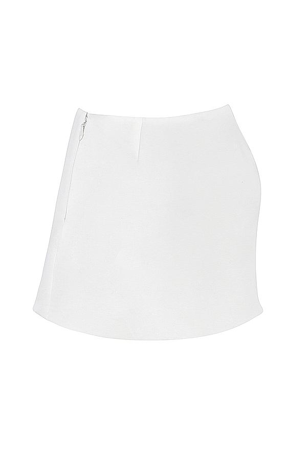 Mallie-White Linen A-Line Mini Skirt