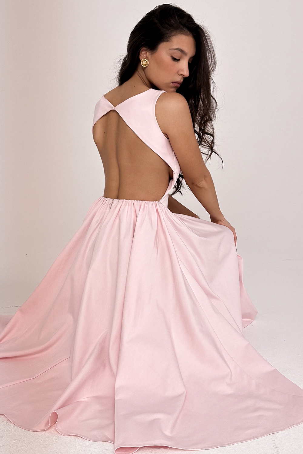 Cindy-Ballerina Pink Twill Midi Sundress